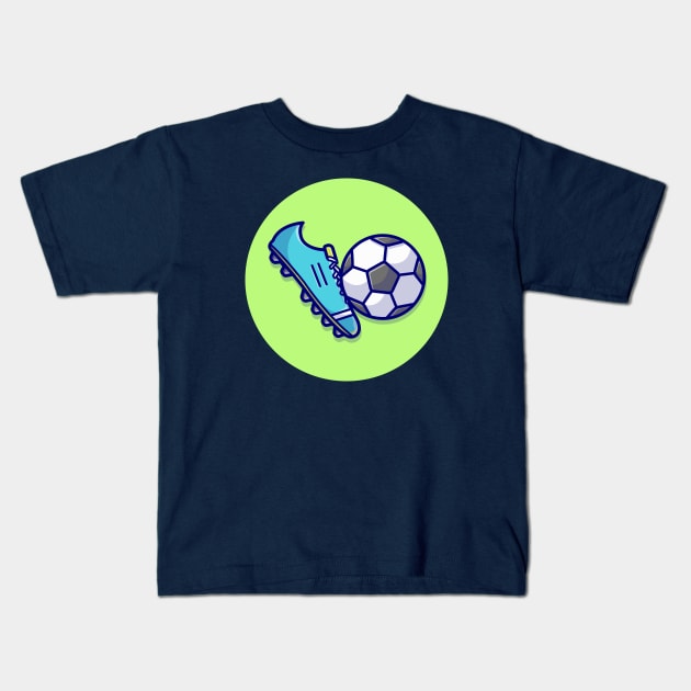 Shoes Soccer Cartoon Vector Icon Illustration Kids T-Shirt by Catalyst Labs